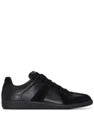 Maison Margiela Low Top Sneakers Featuring Suede Panels In Black