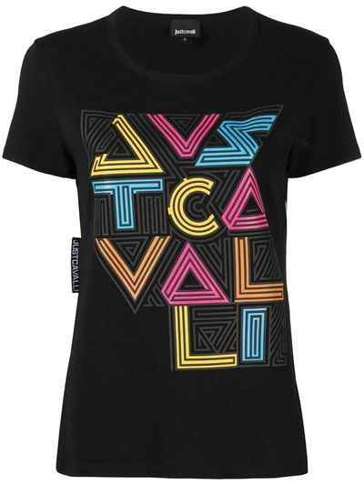 Just Cavalli T-shirt With Logo Print In Black