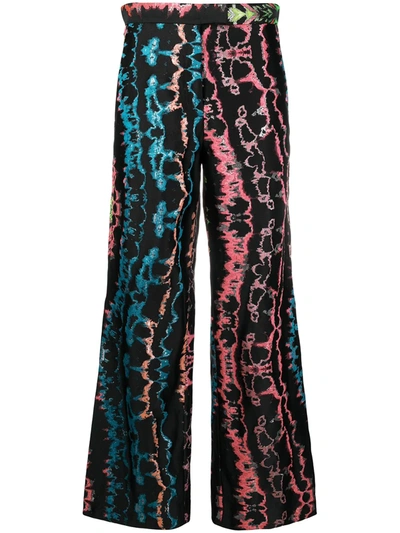 Just Cavalli Leopard Print Wide-leg Trousers In Black