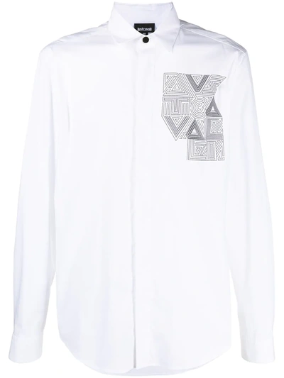 Just Cavalli Logo-print Long-sleeved Shirt In White