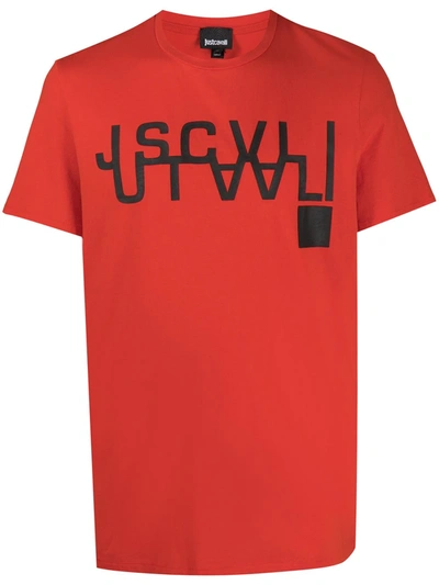 Just Cavalli Logo Print T-shirt In Orange