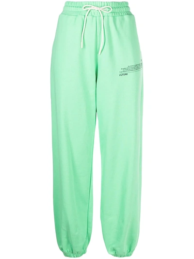 Msgm Fantastic Green Print Cotton Sweatpants In Green