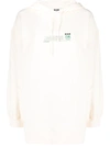 Msgm Fantastic Green Printed Cotton Hoodie In White