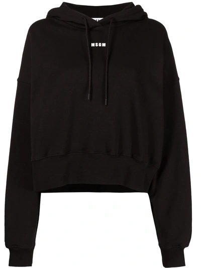 Msgm Logo-print Drawstring Hoodie In Black