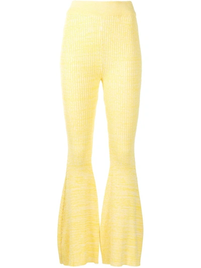 Anna Quan Women's Gerrie Ribbed-knit Cotton Flared-leg Pants In Yellow