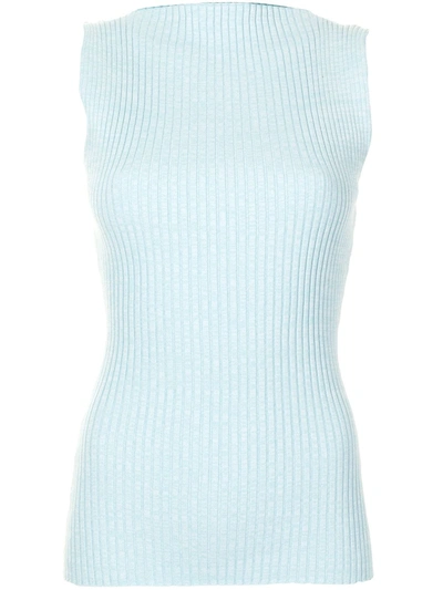 Anna Quan Rib-knit Sleeveless Top In Blue