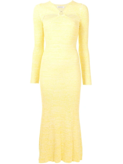 Anna Quan Halle Knit O-ring Sweater Dress In Yellow