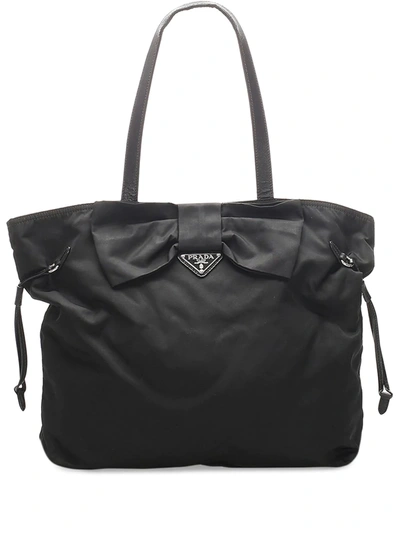 Pre-owned Prada Bow-detail Tote Bag In Black