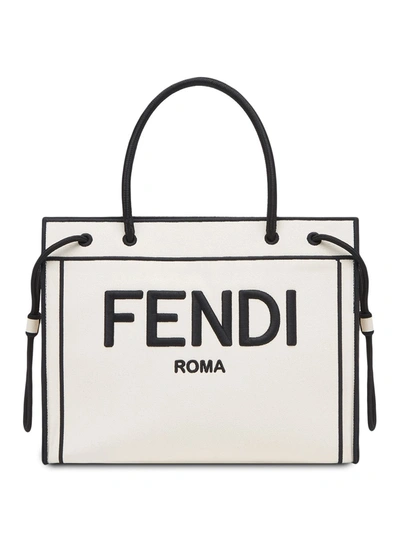 Fendi Medium  Roma Shopper Bag In Neutrals