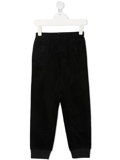 Stone Island Kids' Corduroy Tapered-leg Trousers In Black