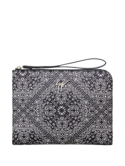 Giuseppe Zanotti Fabian Paisley Print Clutch In Black