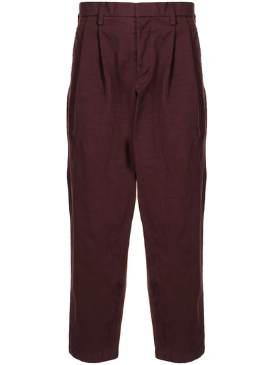 Kolor Cropped Chino Trousers In Red