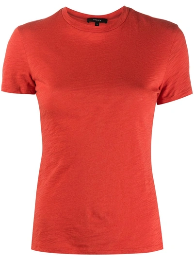 Theory Fitted Cotton T-shirt In Orange