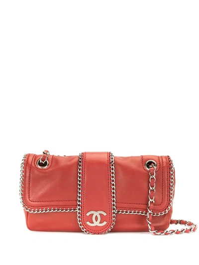 Pre-owned Chanel 2007 Chain-trimmed Cc Flap Shoulder Bag In Red