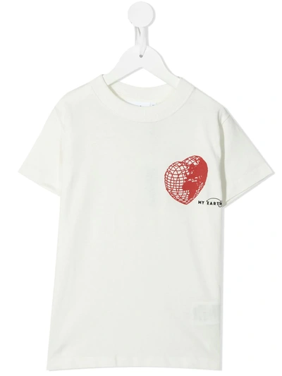 Molo Kids' Road My Earth Cotton T-shirt In White