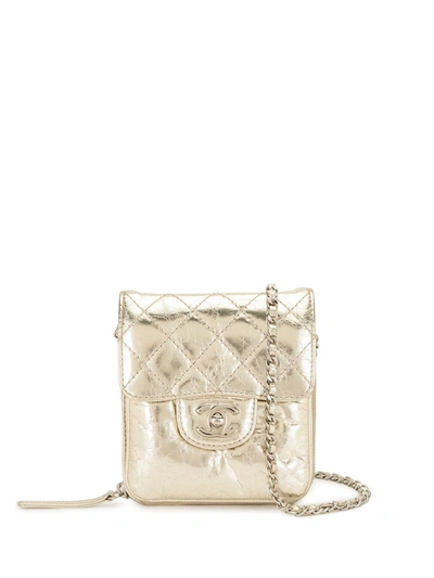 Pre-owned Chanel 2012-2013 Diamond Quilted Cc Crossbody Bag In Gold