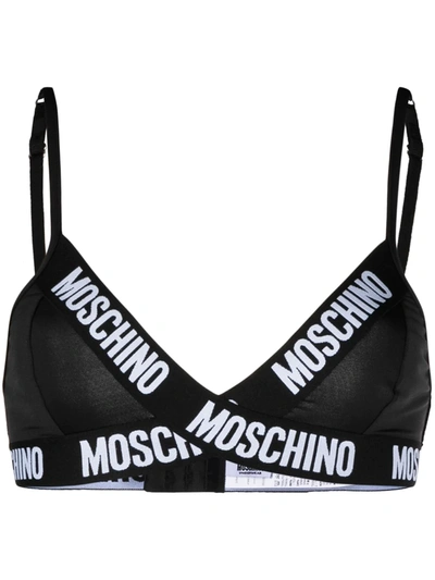Moschino Logo-wrap Triangle Bra In Black