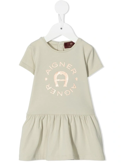 Aigner Babies' Logo Print T-shirt Dress In Neutrals