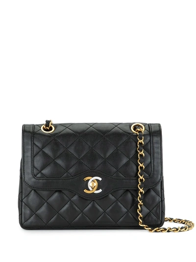 Pre-owned Chanel 1985-1993 Paris Limited Double Flap Shoulder Bag In Black