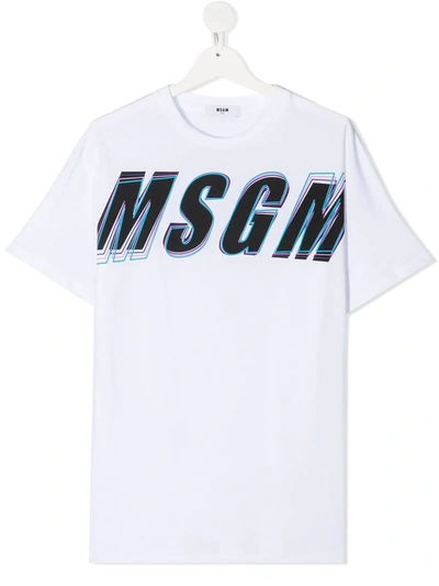 Msgm Teen Logo Print T-shirt In White