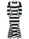 Alexander Mcqueen Square-neck Striped Wool-blend Sweater Dress In Blue