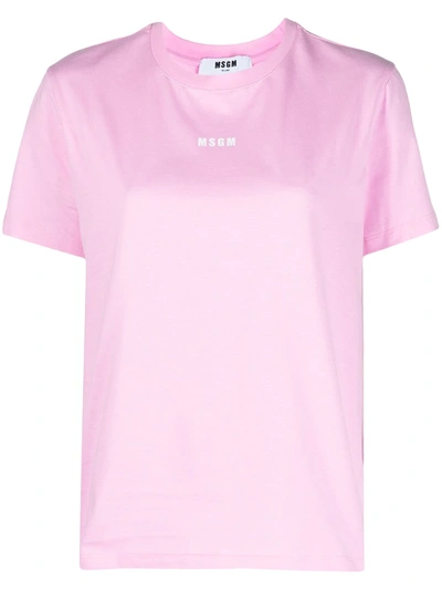 Msgm Micro Logo T-shirt In Pink