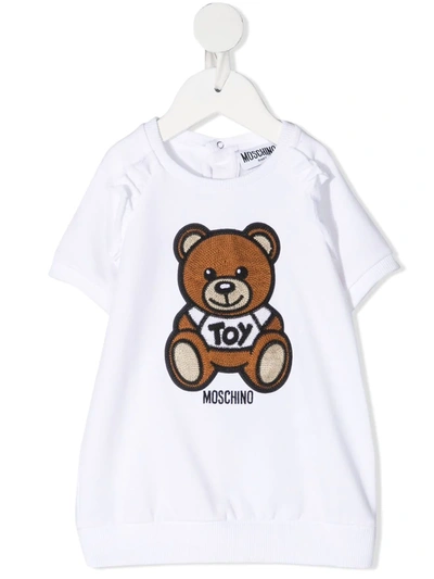 Moschino White Dress For Babygirl With Teddy Bear