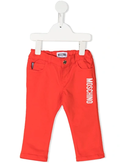 Moschino Babies' Logo印花牛仔裤 In Red