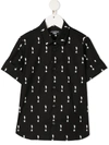 Neil Barrett Teen Lightning Print Short-sleeved Shirt In Black