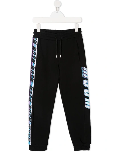 Msgm Teen Logo-print Drawstring Track Pants In Black