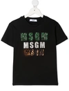 MSGM LOGO-PRINT METALLIC T-SHIRT