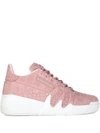 Giuseppe Zanotti Crocodile Effect Sneakers In Pink