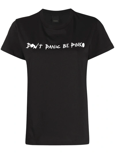 Pinko Graphic-print Cotton T-shirt In Black