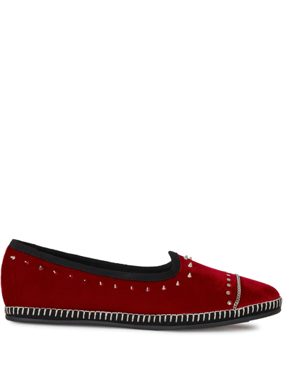 Giuseppe Zanotti Venezian Studded Velvet Loafers In Red
