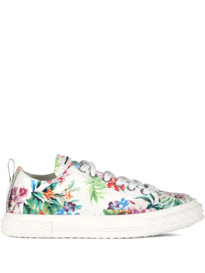 Giuseppe Zanotti Women's Flower Print Blabber Sneakers In White/multi