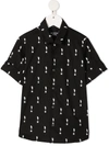Neil Barrett Teen Lightning Print Short-sleeved Shirt In Black
