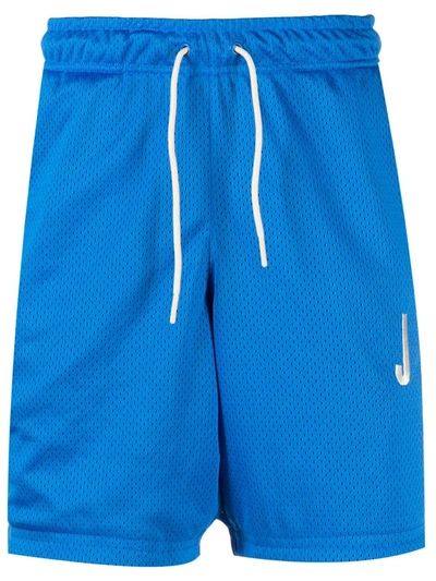 Jordan Embroidered Logo Mesh Track Shorts In Blue