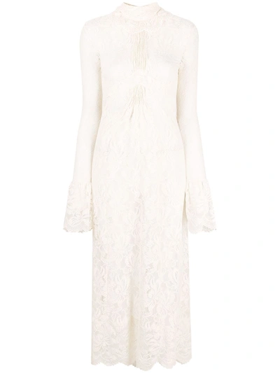 Paco Rabanne Layered Lace Dress In Neutrals