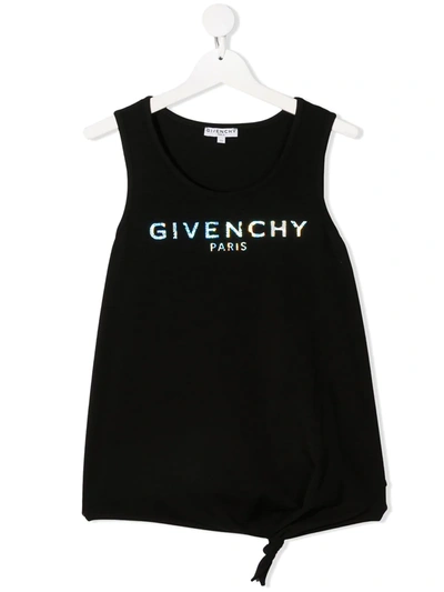 Givenchy Kids' 虹彩logo棉质背心 In Black