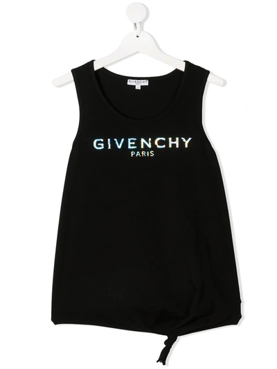 Givenchy Kids' Black Tank-top For Girl With Logo