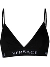 Versace Black Logo Triangle Bralette In Black