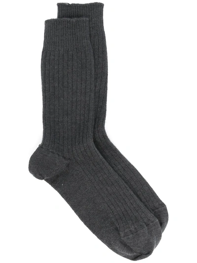 Baserange Ribbed Cashmere Socks In Grey