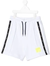 Msgm Logo Stripe Track Shorts In White