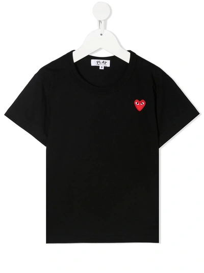 Comme Des Garçons Play Logo Embroidered Cotton T-shirt In Black