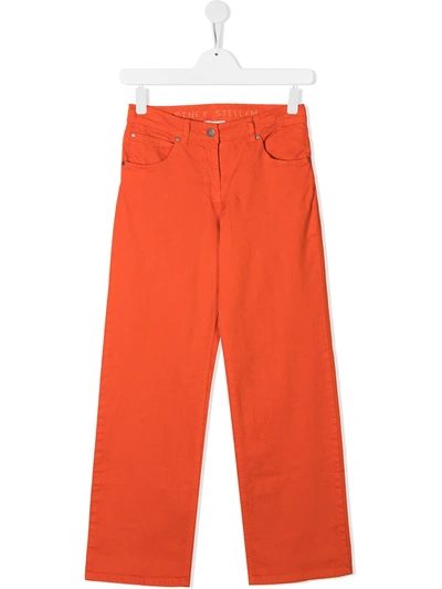 Stella Mccartney Kids' Stretch Organic Cotton Denim Jeans In Red