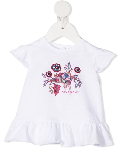 Givenchy Babies' 荷叶边下摆t恤 In White
