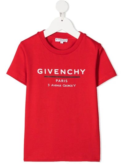 Givenchy Kids' Boy's Underline Logo-print Short-sleeve T-shirt In Red