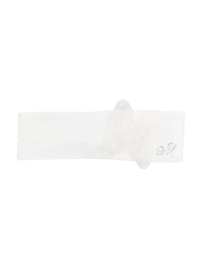 Monnalisa Babies' Embellished Logo Head Band In Neutrals