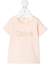 Chloé Pink T-shirt For Babygirl With Logo In Pink