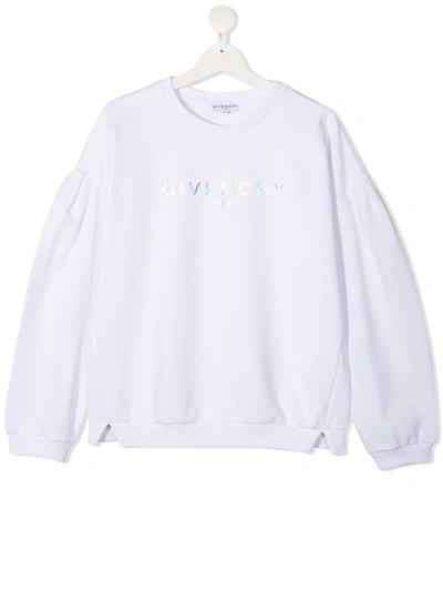 Givenchy Kids' Iridescent Logo Print Jumper In White